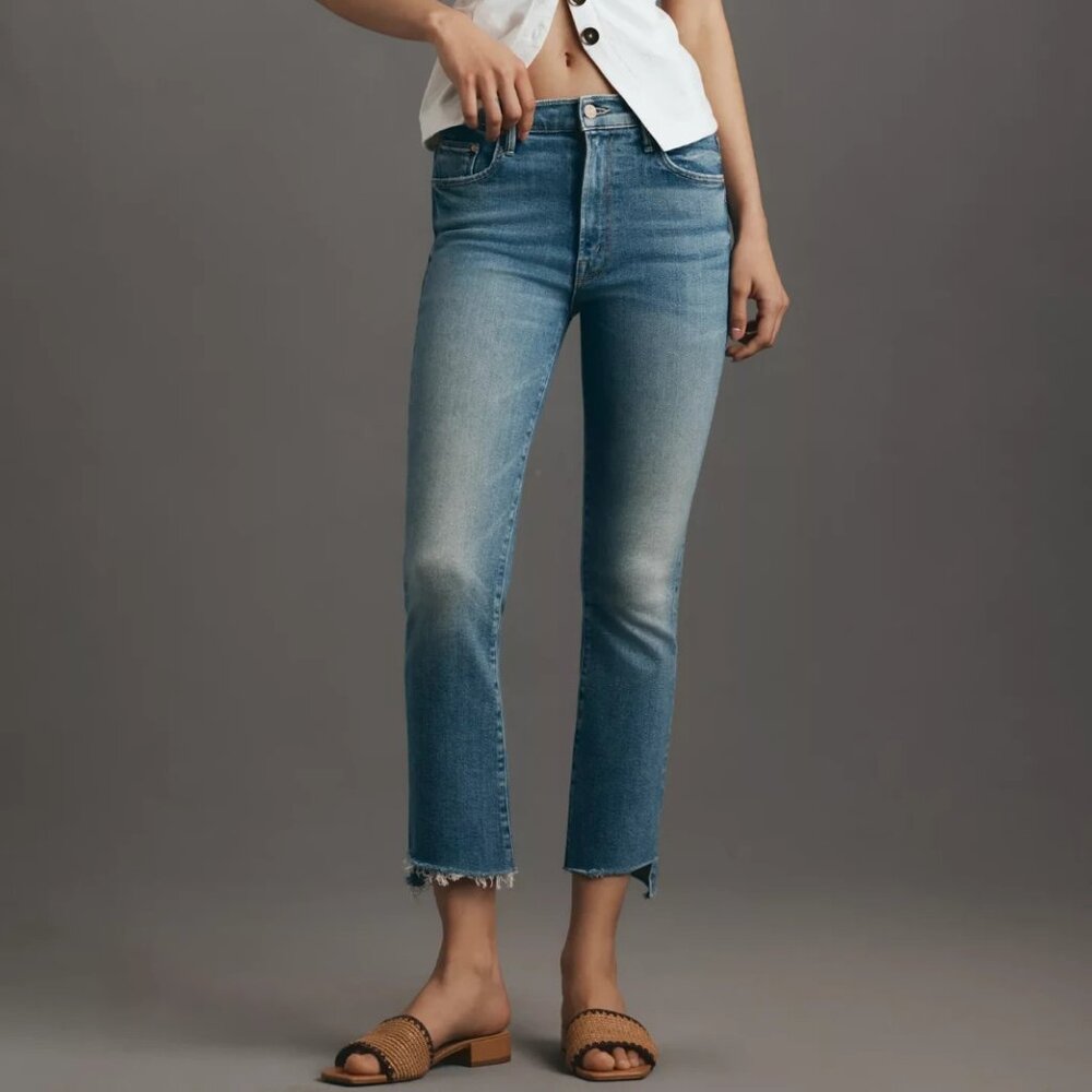 MOTHER The Insider Crop Step Fray Jeans Monkey In The Middle Size 32 NWT